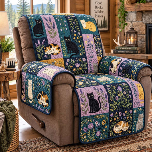 Midnight Garden Cats Quilted Sofa Cover GFTONTD4125