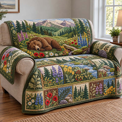 Wildflower Bear Meadow Quilted Sofa Cover GFTONTD4165