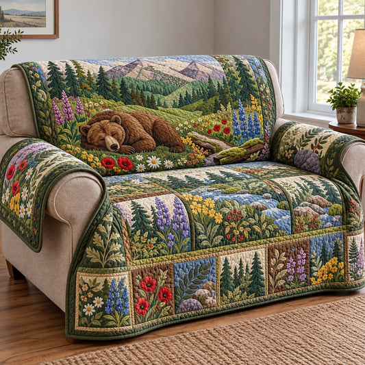 Wildflower Bear Meadow Quilted Sofa Cover GFTONTD4165