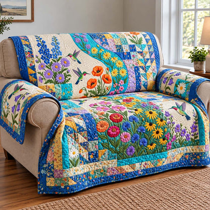Wildflower Hummingbird Meadow Quilted Sofa Cover GFTONTD4170