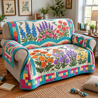 Spring Garden Hummingbirds Quilted Sofa Cover GFTONTD4171