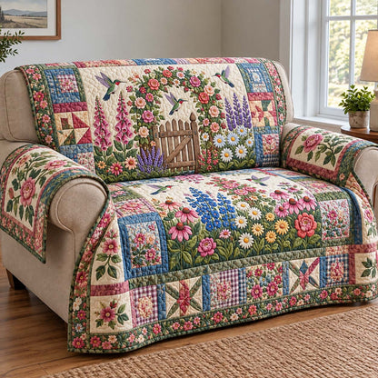Garden Gate Hummingbirds Quilted Sofa Cover GFTONTD4175