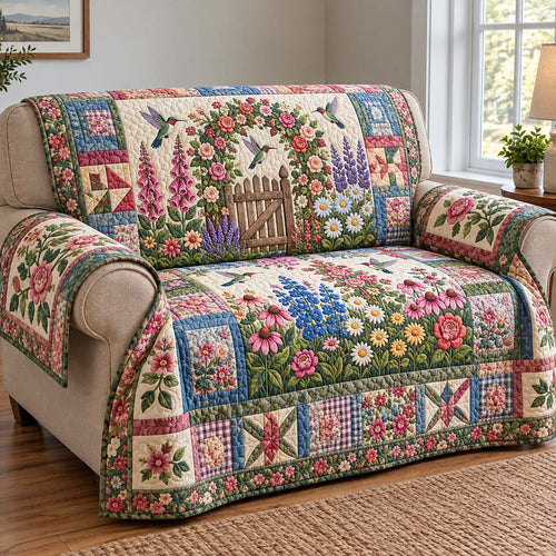 Garden Gate Hummingbirds Quilted Sofa Cover GFTONTD4175