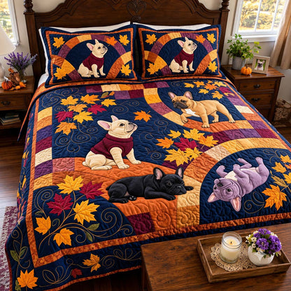 Frenchie Autumn Playtime 3-Piece Quilted Bedding Set GFTONTD4188
