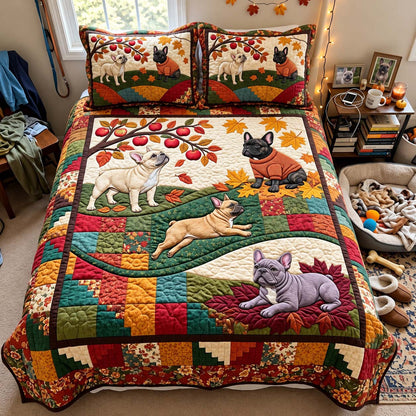 Apple Orchard Frenchies 3-Piece Quilted Bedding Set GFTONTD4189