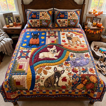 Frenchie Harvest Patchwork 3-Piece Quilted Bedding Set GFTONTD4190