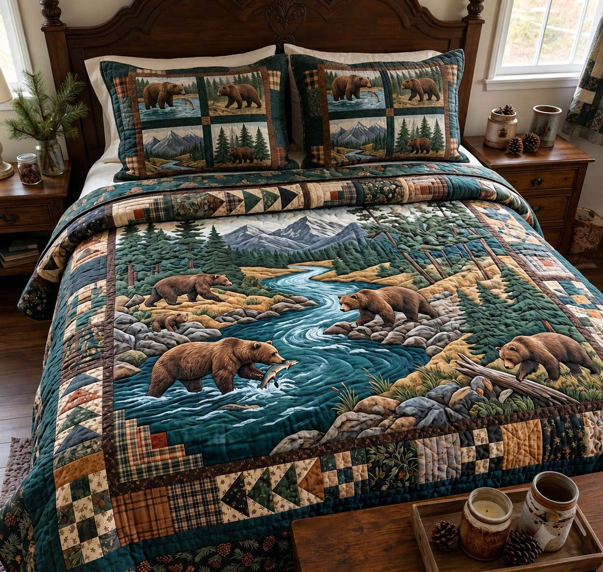 Wild River Bears 3-Piece Quilted Bedding Set GFTONTD4191