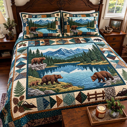 Lakeside Bear Retreat 3-Piece Quilted Bedding Set GFTONTD4194