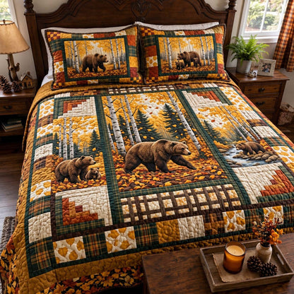 Autumn Aspen Bears 3-Piece Quilted Bedding Set GFTONTD4195