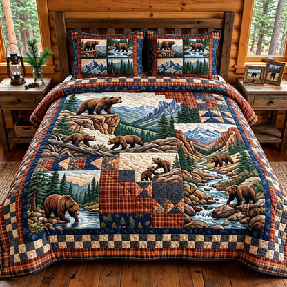 Rocky Mountain Bears 3-Piece Quilted Bedding Set GFTONTD4197