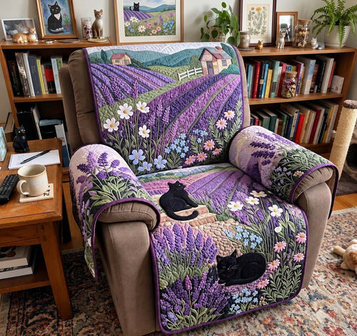 Lavender Lane Black Cats Quilted Sofa Cover GFTONTD4220