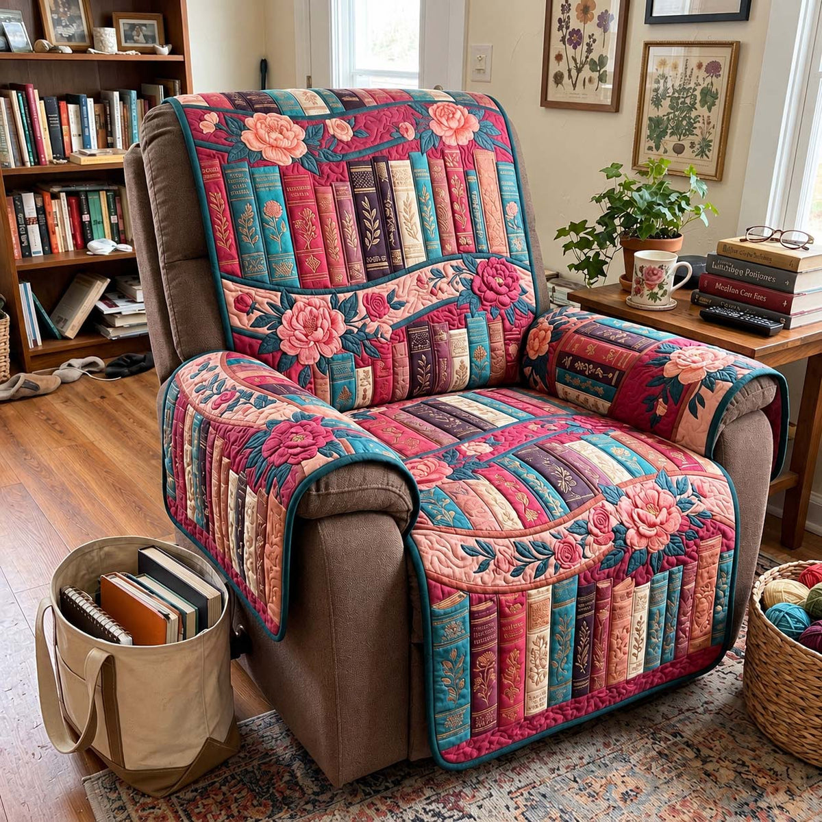 Vintage Floral Library Quilted Sofa Cover GFTONTD4230