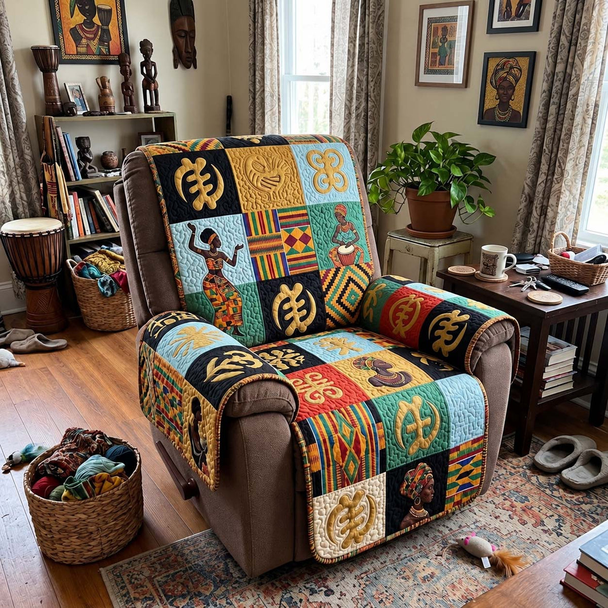Adinkra Heritage Patchwork Quilted Sofa Cover GFTONTD4233