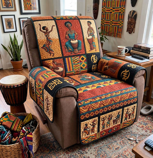 African Drum Stories Quilted Sofa Cover GFTONTD4235