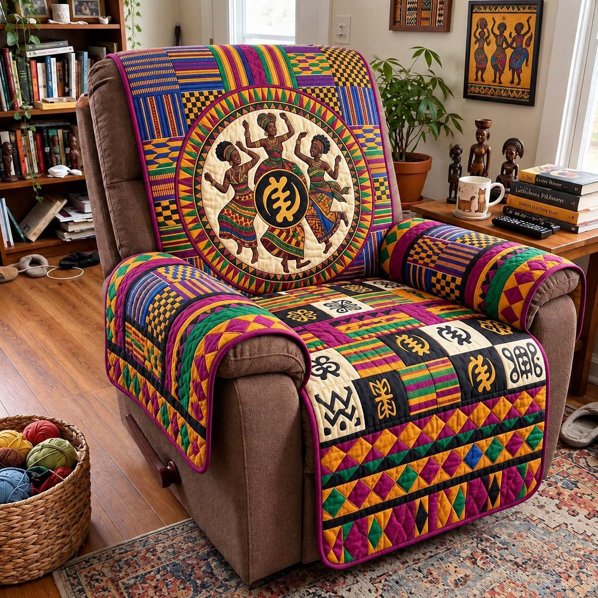 Adinkra Festival Circle Quilted Sofa Cover GFTONTD4237