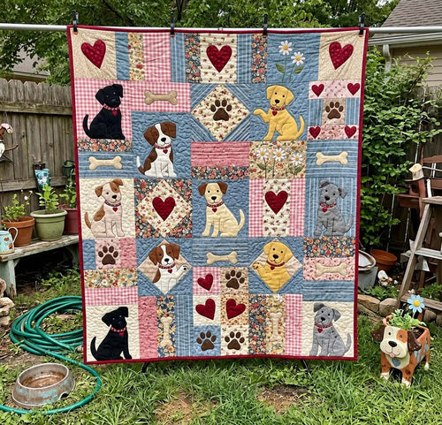 Sweetheart Dog Patchwork Quilted Blanket GFTONTD4244