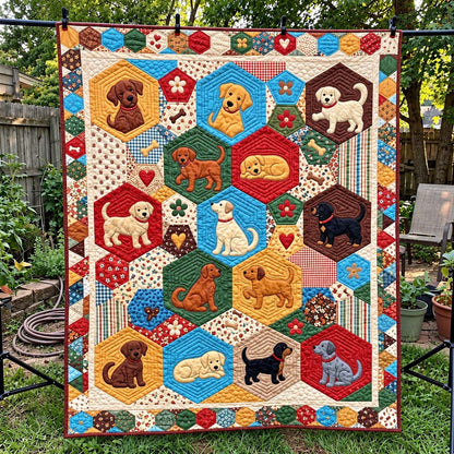 Honeycomb Puppy Quilt Quilted Blanket GFTONTD4245