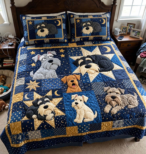 Schnauzer Starry Dreams 3-Piece Quilted Bedding Set GFTONTD4260