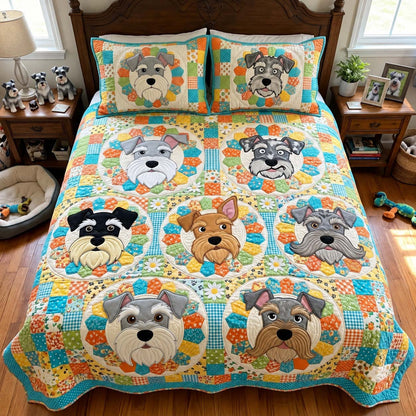 Schnauzer Dresden Garden 3-Piece Quilted Bedding Set GFTONTD4261