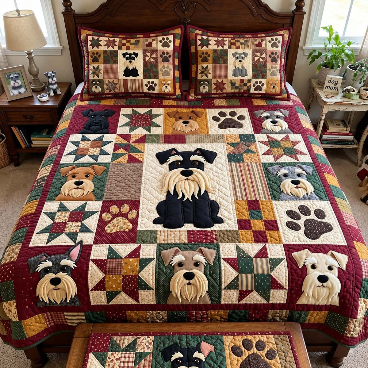 Schnauzer Heritage Quilt 3-Piece Quilted Bedding Set GFTONTD4263