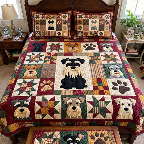 Schnauzer Heritage Quilt 3-Piece Quilted Bedding Set GFTONTD4263