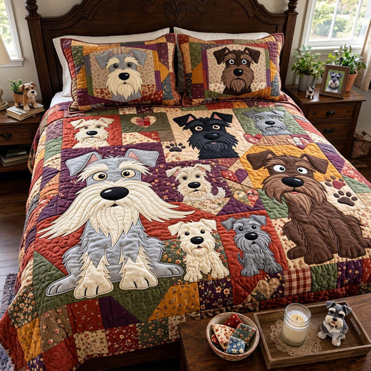 Schnauzer Cozy Companions 3-Piece Quilted Bedding Set GFTONTD4264