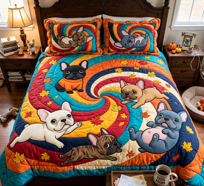 Frenchie Autumn Swirl 3-Piece Quilted Bedding Set GFTONTD4269