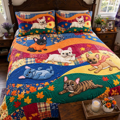 Frenchie Wavy Patchwork 3-Piece Quilted Bedding Set GFTONTD4270