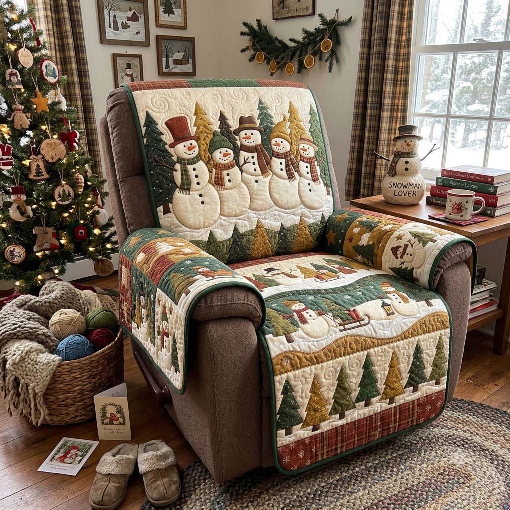 Snowman Forest Gathering Quilted Sofa Cover GFTONTD4280