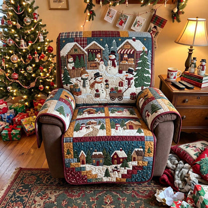 Christmas Village Snowmen Quilted Sofa Cover GFTONTD4282