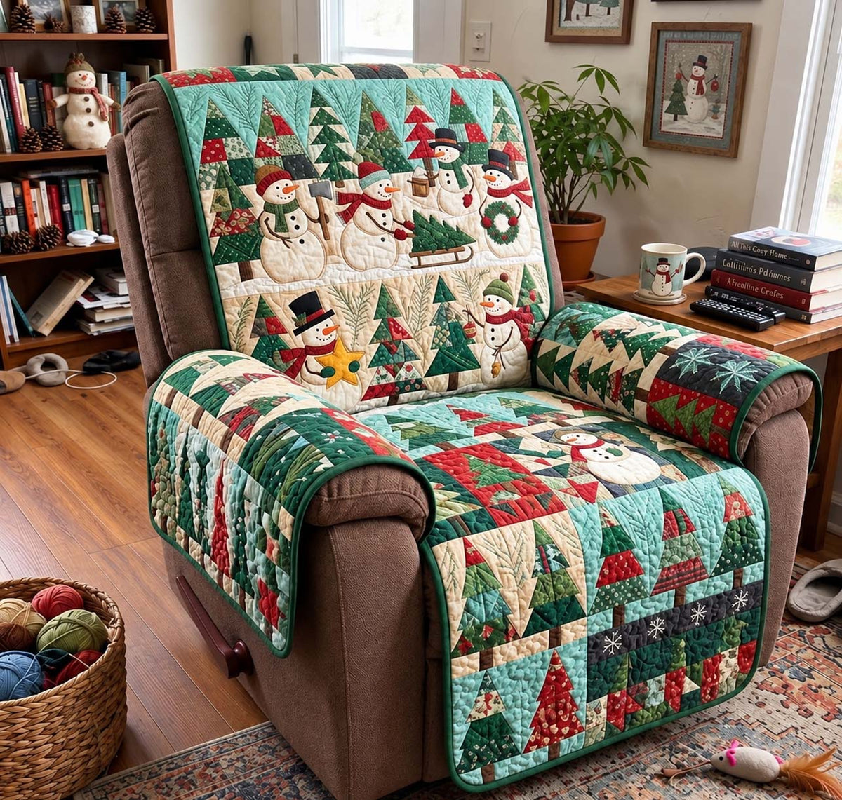 Snowman Tree Farm Quilted Sofa Cover GFTONTD4285