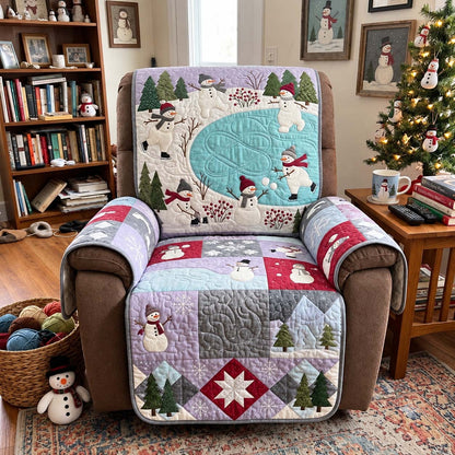 Frozen Pond Snowmen Quilted Sofa Cover GFTONTD4286
