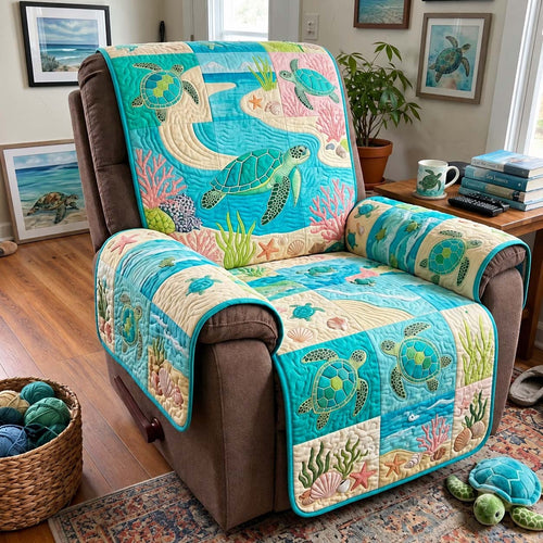 Aqua Reef Turtles Quilted Sofa Cover GFTONTD4293