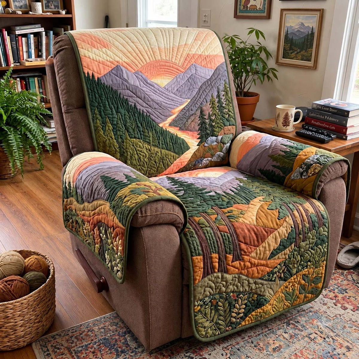 Sunset Mountain Valley Quilted Sofa Cover GFTONTD4307
