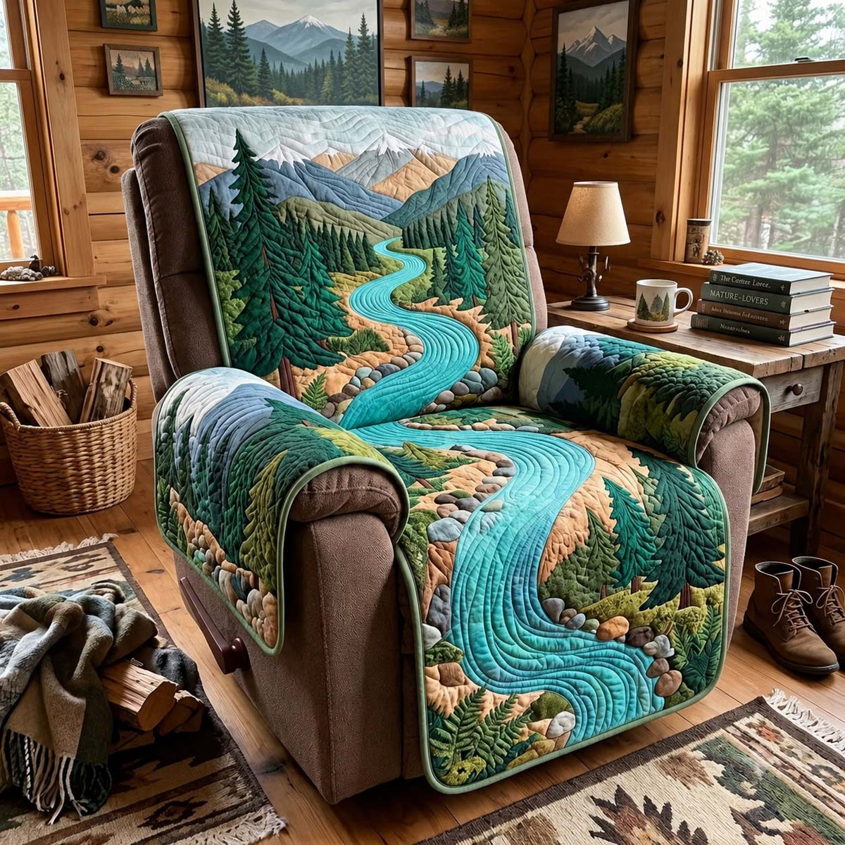 Winding River Pines Quilted Sofa Cover GFTONTD4309