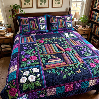 Moonlit Garden Books 3-Piece Quilted Bedding Set GFTONTD4336