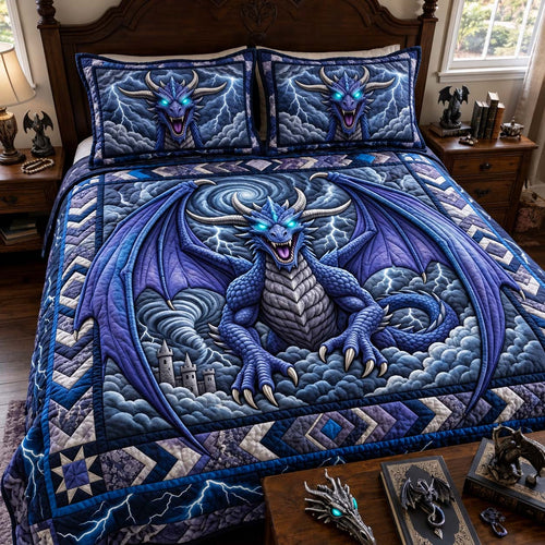 Thunderstorm Dragon 3-Piece Quilted Bedding Set GFTONTD4350
