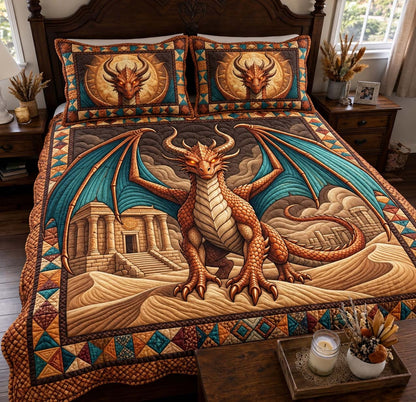 Desert Temple Dragon 3-Piece Quilted Bedding Set GFTONTD4352