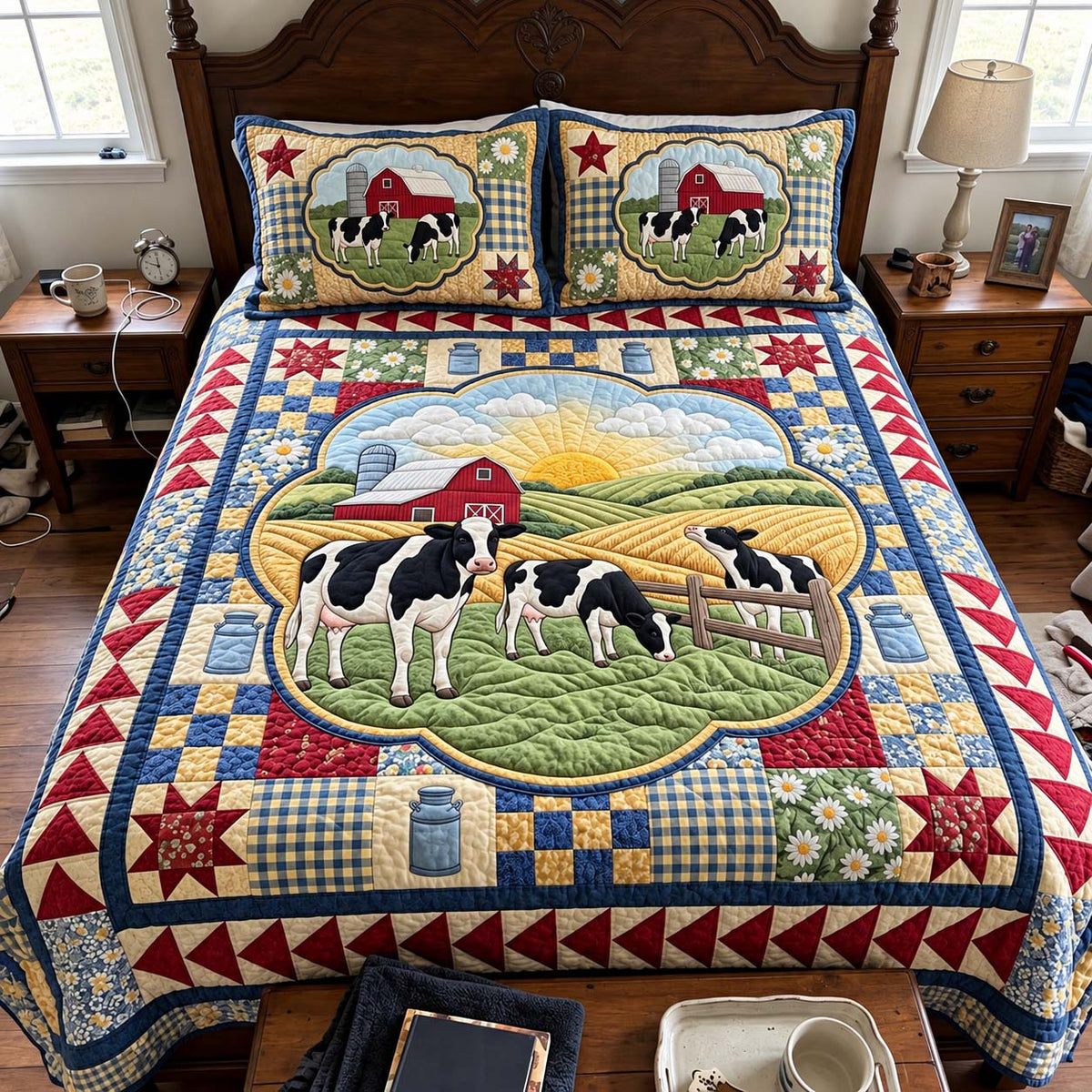 Country Dairy Farm 3-Piece Quilted Bedding Set GFTONTD4353