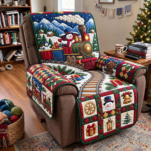 Mountain Snowman Railway Quilted Sofa Cover GFTONTD4368