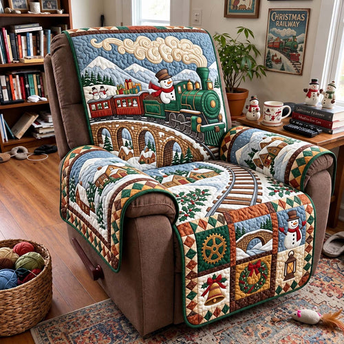 Snowman Bridge Railway Quilted Sofa Cover GFTONTD4371