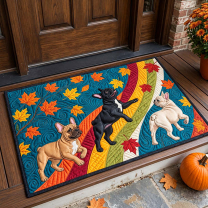 Playful Fall Frenchie Trio Doormat GFTONTD4383