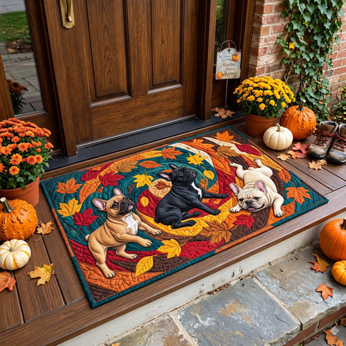 Whimsical Autumn Frenchie Swirl Doormat GFTONTD4386