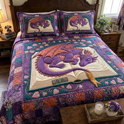 Sleeping Story Dragon 3-Piece Quilted Bedding Set GFTONTD4402