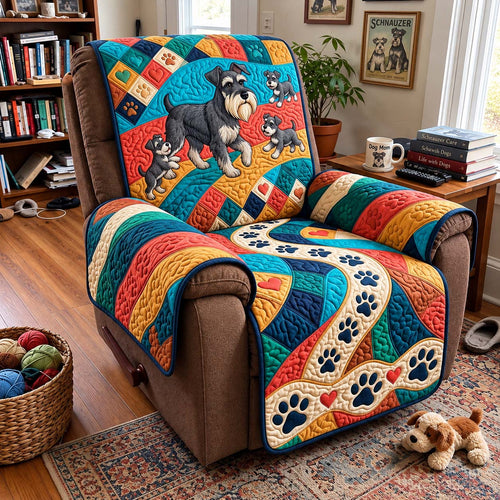 Playful Schnauzer Trail Quilted Sofa Cover GFTONTD4416