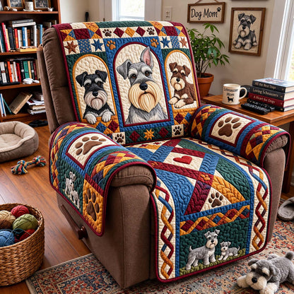 Schnauzer Portrait Patchwork Quilted Sofa Cover GFTONTD4419