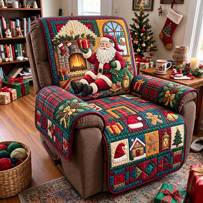 Santa By The Fireplace Quilted Sofa Cover GFTONTD4428