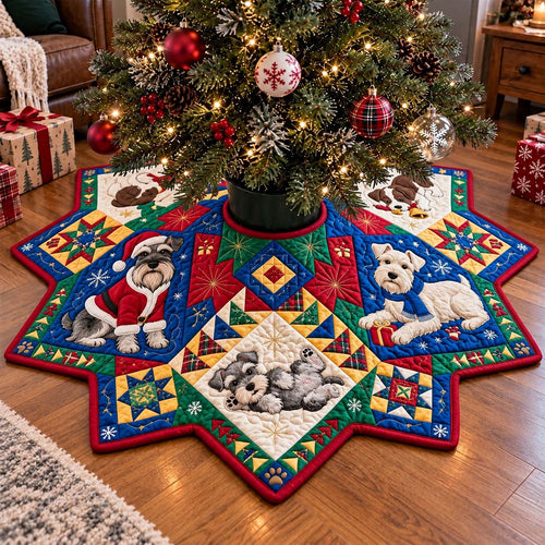 Schnauzer Holiday Star Custom Shape Christmas Quilted Tree Skirt GFTONTD4438