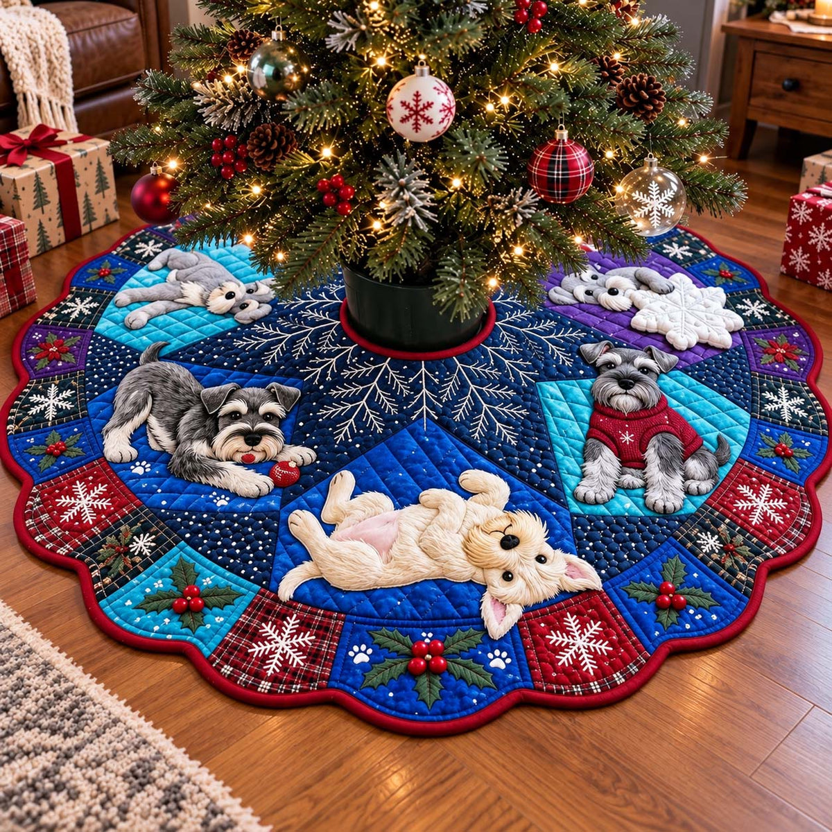 Schnauzer Snowflake Christmas Custom Shape Christmas Quilted Tree Skirt GFTONTD4439