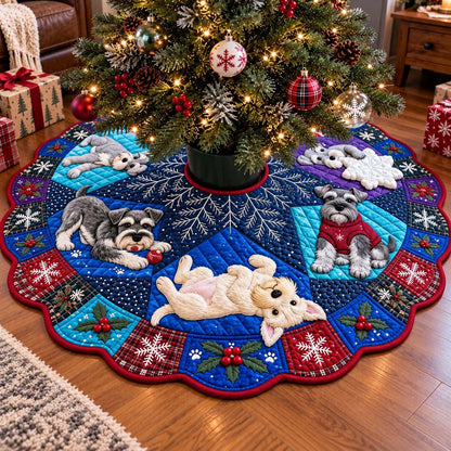 Schnauzer Snowflake Christmas Custom Shape Christmas Quilted Tree Skirt GFTONTD4439